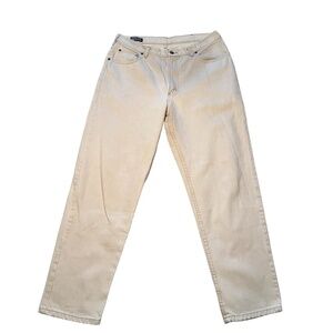 Lands' End Vintage Tan Straight Leg Denim Jeans Women's Size 35 Excellent